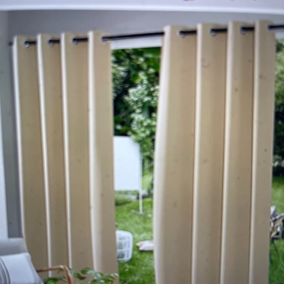 RYB HOME Beige Windproof Outdoor Curtains with Grommets at Both Top and Bottom - Picture 5 of 7